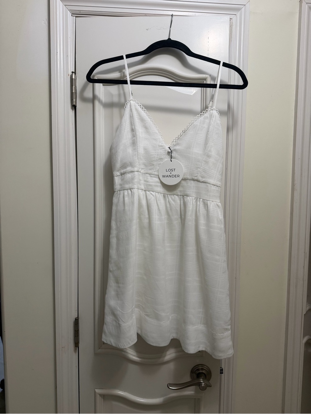 Lost + Wander Women's White Lace-Trim Slip Dress Small